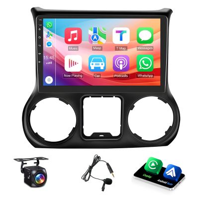 10'' Car Radio for Jeep Wrangler JK 2007-2018 Dodge Ram 1500 2500 2009 2010 2011 2012 Compass Grand Cherokee with CarPlay Android Auto, Touchscreen Head Unit GPS Bluetooth Backup Camera WiFi AM/FM SWC