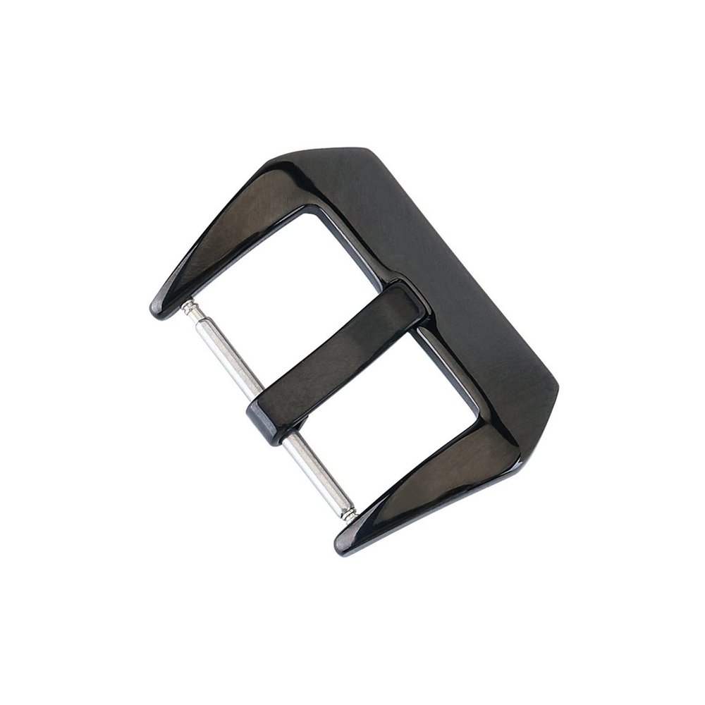 18 20 22 24 26mm Watch Band Buckle 4 Colors Fashion Brushed Metal Watchbands Stainless Steel Strap Clasp Accessories Compatible with Samsung Watch Buckle (20mm Polished Black)