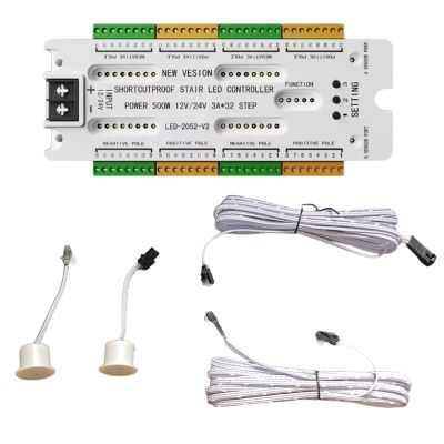 32 Channel Motion Sensors LED Stair Light Controller, Ladder Step Light Controller, Automatic 12V 24V LED Motion Sensors Stair Light Controller