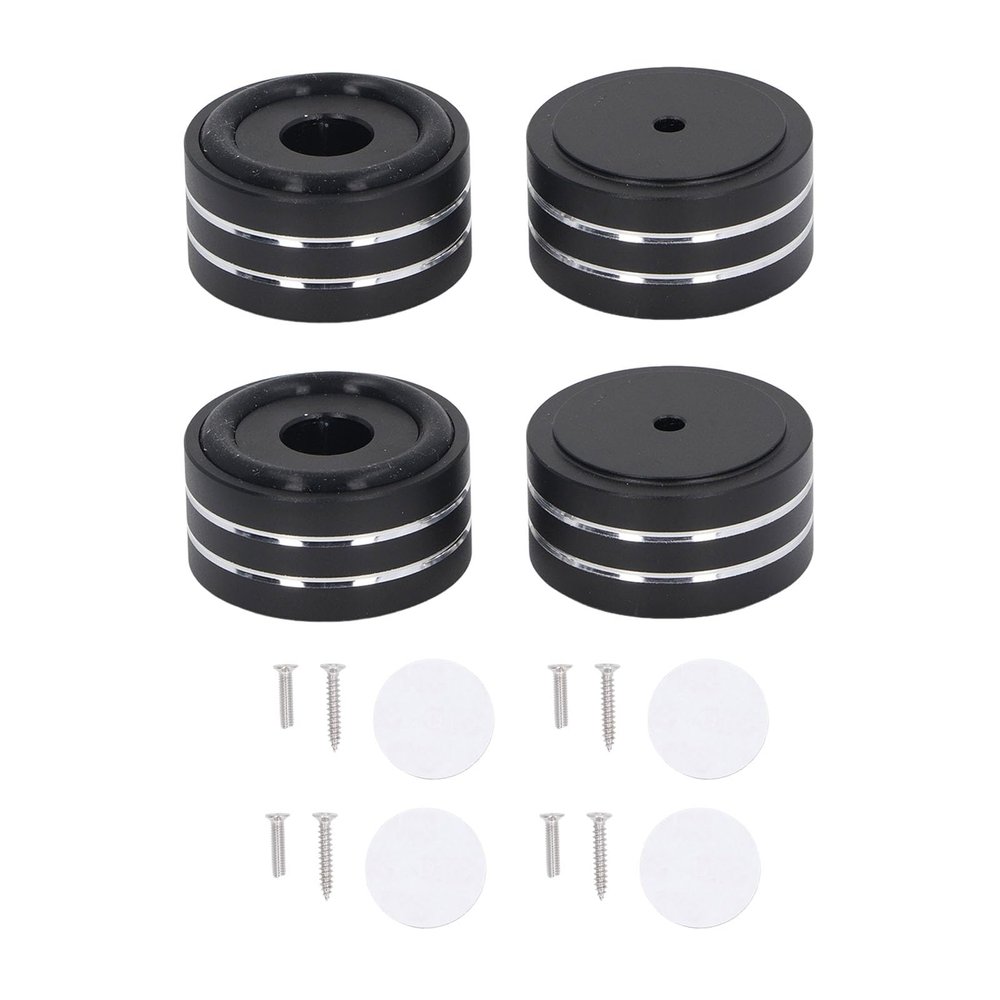 4pcs Aluminium Alloy Speaker Shock Absorbing Machine Feet with Rubber Rings, Anti Slip Audio Equipment Isolation Feet for Amplifiers, Speakers and CD Machines, Improving Sound
