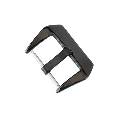 18 20 22 24 26mm Watch Band Buckle 4 Colors Fashion Brushed Metal Watchbands Stainless Steel Strap Clasp Accessories Compatible with Samsung Watch Buckle (18mm Polished Black)