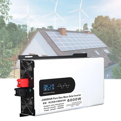 6000W Pure Sine Wave Power Inverter - DC 12/24/48/60/72/96V to 110/220V AC Converter,Inversor Solar Hibrido with LCD Display,Fast Car Charger Adapters,Car Plugs Adapters Outlet for Laptop,12V-110V