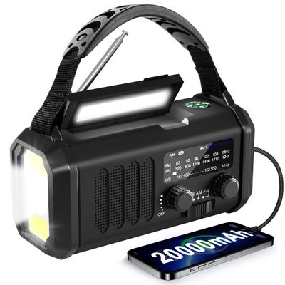 NOAA Weather Radio 20000mAh, Hand Crank Emergency Radio, Solar AM/FM