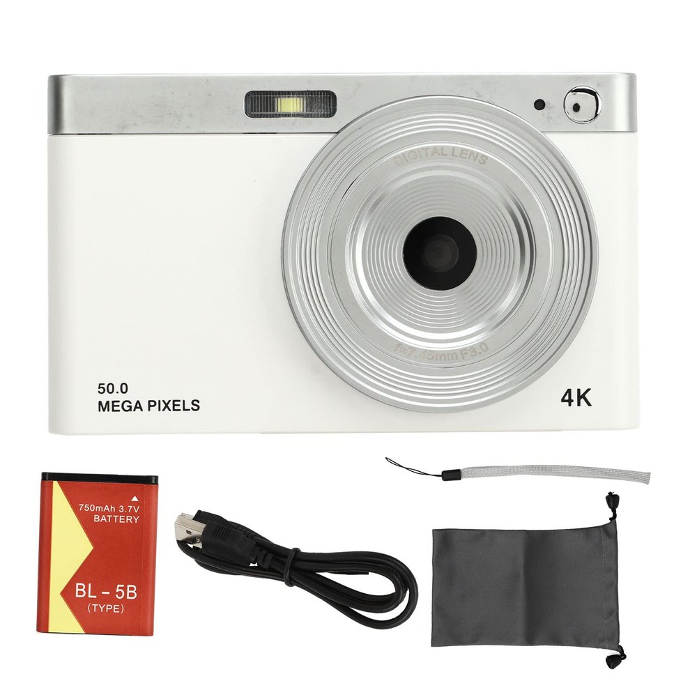2.88in 50MP IPS HD 4K Digital Camera with 16X Zoom Anti Shaking, Small Portable Video Camera for Travel and Parties