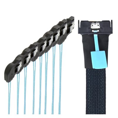 0.5M MCIO 74P 8X 8I S*A*S SFF-8654 8i PCI-E Ultraport Slimline 5.0 to 8X SATA 7P Right Angle Female Cable