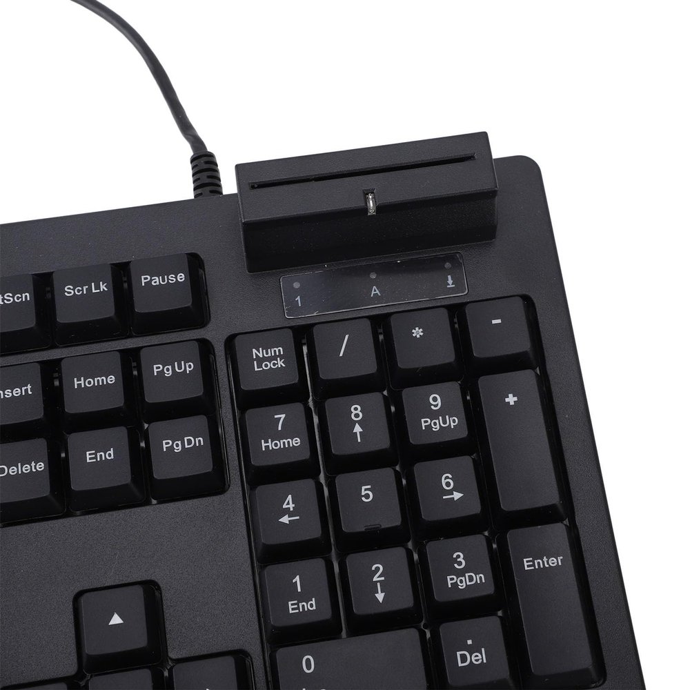104 Key Quiet USB Keyboard with IC Card Slot, ABS Material, PLL Technology for Stable Data Transmission, Adjustable Non Slip Feet, Ergonomic Design