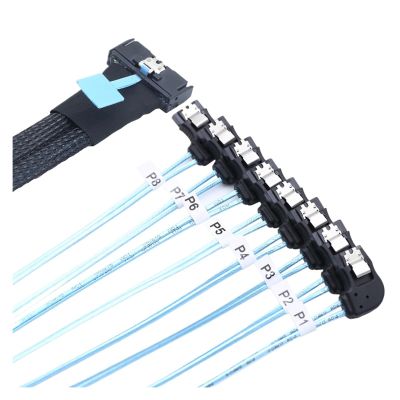 1.0M MCIO 74P 8X 8I S*A*S SFF-8654 8i PCI-E Ultraport Slimline 5.0 to 8X SATA 7P Left Angle Female Cable