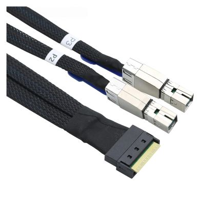 0.5M All Inclusive an ti Oblique Insertion SFF-8654 8i 74Pin PCI-E Slimline 4.0 to 2X HD SFF-8644 4i Server Switch Cable