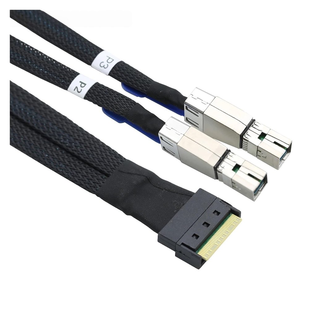 0.5M All Inclusive an ti Oblique Insertion SFF-8654 8i 74Pin PCI-E Slimline 4.0 to 2X HD SFF-8644 4i Server Switch Cable