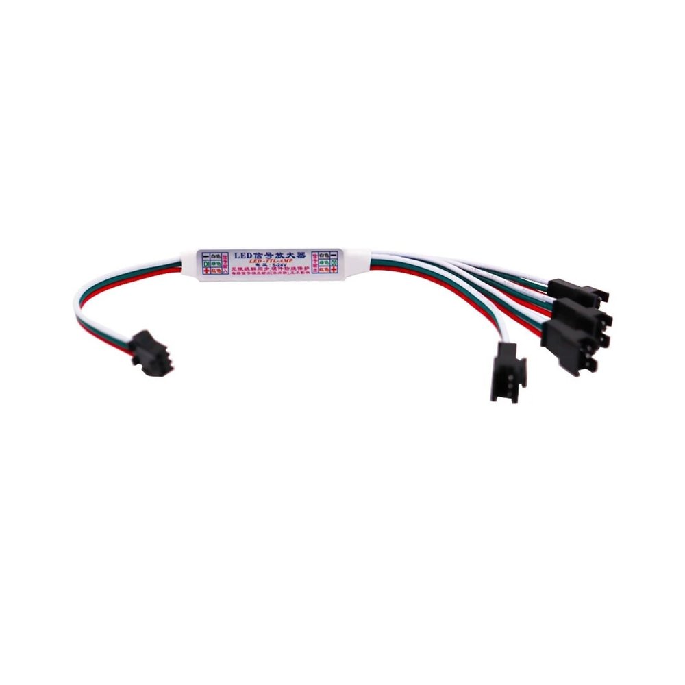 M1ni TTL Signal L-ED Amplifier Repeater Fit Compatible WS2811 WS2812B SK6812 3Pin Addressable RGBIC L-ED Strip String Module 1 TO 4/8 DC5-24V(1 TO 4)