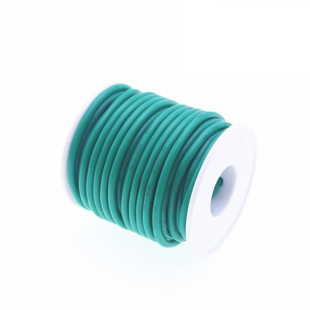 10 Meters Heat-Resistant Cable Wire Soft Silicone Wire 12 15 16 17 18 20AWG(Green,17 AWG 10 Meters)