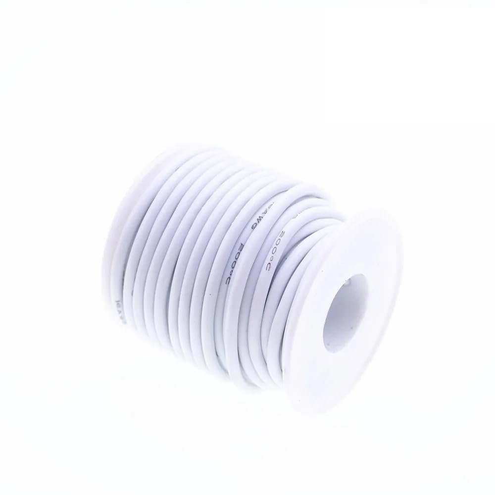 10 Meters Heat-Resistant Cable Wire Soft Silicone Wire 12 15 16 17 18 20AWG(White,17 AWG 10 Meters)