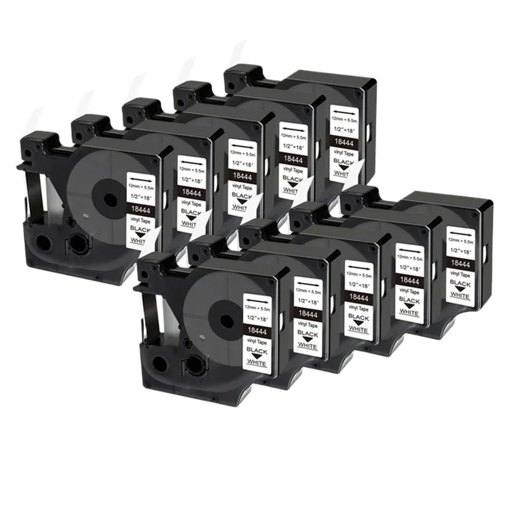 Compatible Label Tape Cartridge Compatible with 1000 3000 4200 5000 5200 6000 9mm 12mm 19mm Model 18443 18444 18445(10pack-1805243)