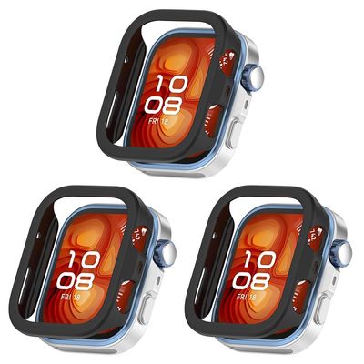 3 Pack Case Compatible with Huawei Watch Fit 4 Pro, Hard Bumper Cases, Shockproof Protective Cover, without Screen Protector (Black/Black/Black)