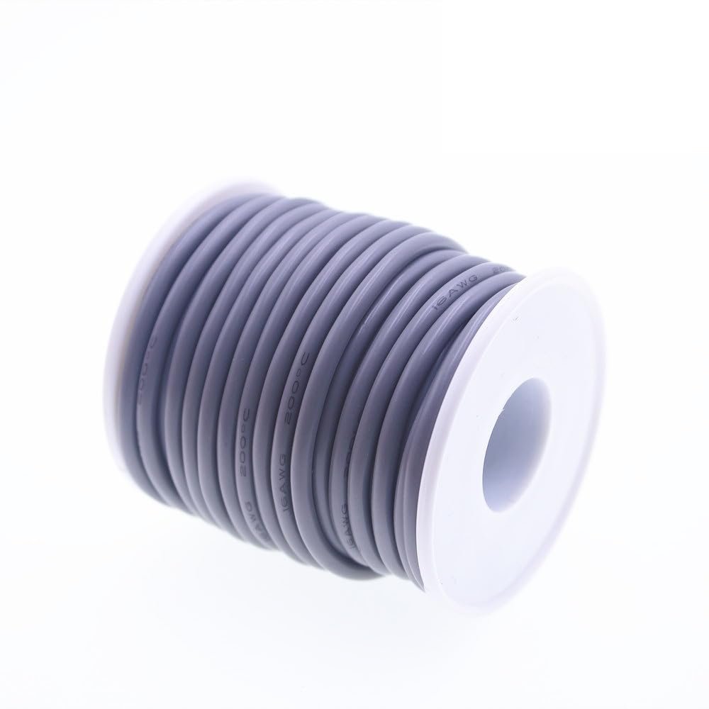 10 Meters Heat-Resistant Cable Wire Soft Silicone Wire 12 15 16 17 18 20AWG(Gray,14 AWG 10 Meters)