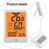 Digital Thermometer Hygrometer with Yellow Backlit Display, Touch Screen Indoor Weather Station for Accurate Room Temperature Humidity Monitoring, Compatible with Refrigerator Mounting(White) view 2