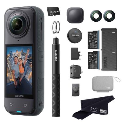 Insta360 X5 Pro Bundle-8K Waterproof 360 Action Camera|Bundle Includes Selfie Stick, 2 Batteries,Charger, Lens Guards, Lens Cap, Case, Mic Air, Mic Adapter, Quick Reader, Lens Kits, USB Cover (128GB)