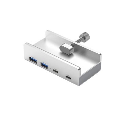 Aluminum Alloy USB 3.0 Docking Station Fixed Clip Adjustable Thickness Aluminum HUB Clip Converter Hub Fixed(USB3.0 2-Type-c 2)
