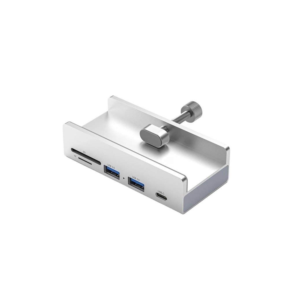 Aluminum Alloy USB 3.0 Docking Station Fixed Clip Adjustable Thickness Aluminum HUB Clip Converter Hub Fixed(USB3.0 2-Type-c 1-SD)