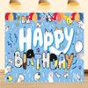12X10ft Dog Blue Birthday Backdrop Party Decorations Cartoon Happy Birthday Cute Dog Balloon Blue Paw Model Photography Background for Kids Photo Booth Props view 1