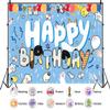 12X10ft Dog Blue Birthday Backdrop Party Decorations Cartoon Happy Birthday Cute Dog Balloon Blue Paw Model Photography Background for Kids Photo Booth Props view 2