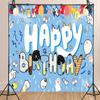 12X10ft Dog Blue Birthday Backdrop Party Decorations Cartoon Happy Birthday Cute Dog Balloon Blue Paw Model Photography Background for Kids Photo Booth Props view 3