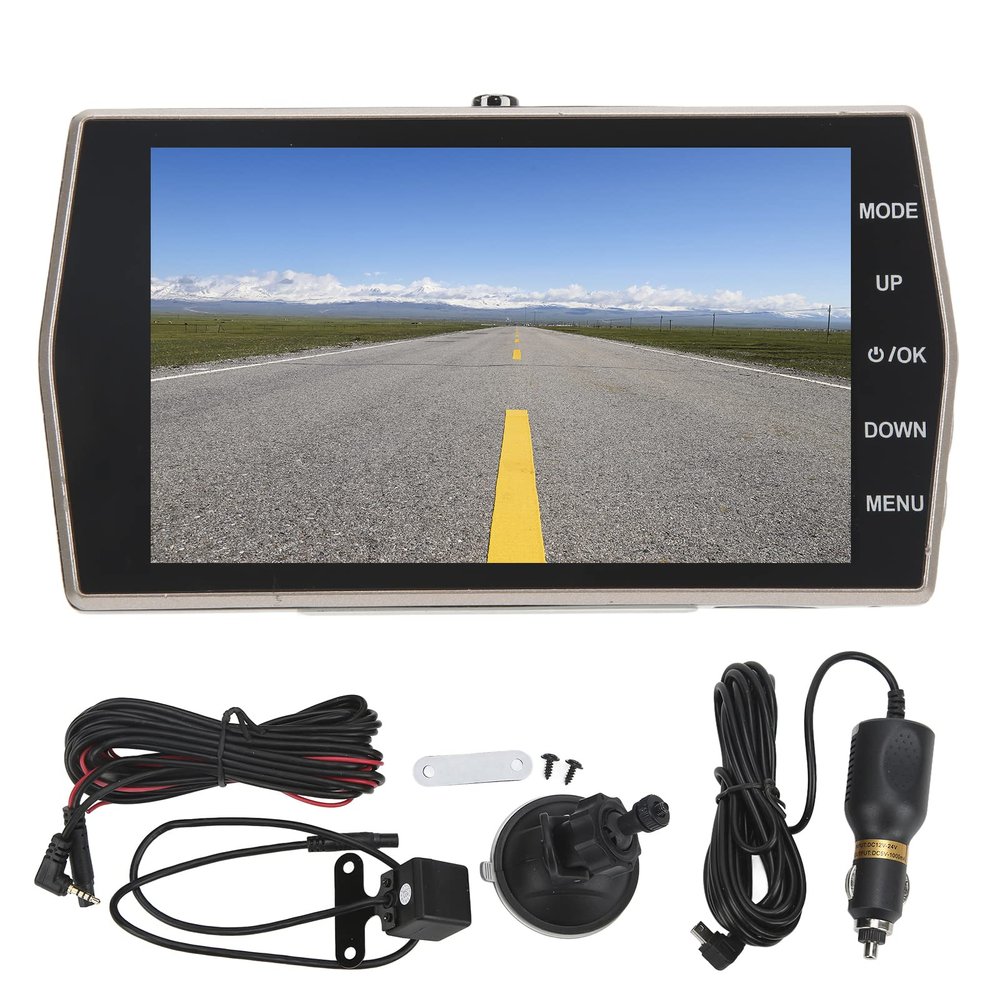 Brilluxa Driving Recorder, Dual Lens Car DVR 4in IPS Screen 1080P Compatible with Universal Vehicles, Wide Angle Dash Camera System