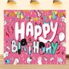 10X7ft Happy Birthday Light Red Backdrop Cute Dog Cat Paw Balloon Photography Background for Kids Party Supplies Decorations Photo Booth Props Banner view 2