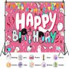 10X7ft Happy Birthday Light Red Backdrop Cute Dog Cat Paw Balloon Photography Background for Kids Party Supplies Decorations Photo Booth Props Banner view 3