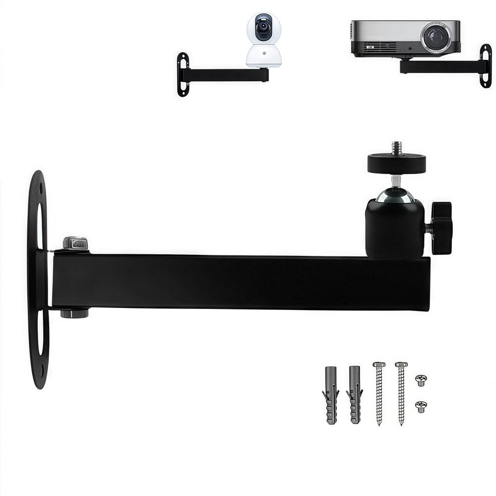 CTXSumTec 7.87" Foldable Projector Wall Mount | Aluminum Alloy | 1/4" Screw Thread | 360 Rotatable | Universal for Mini Projectors, Cameras & DVRs (1/4" Wall Mount)