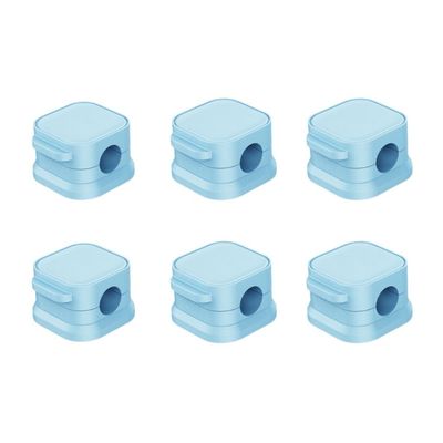6 Pack Magnetic Cable Organizer Clips, Desktop Cord Management System with Strong Adhesive, Easy Access Cable Holder (Blue)