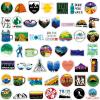 100 PCS Outdoor Camping Travel Stickers, Nature Scenic Sticker Packs Hiking Mountain Wildlife Adventure Decals for Men, Vinyl Waterproof Sticker for Water Bottles Luggage Suitcases Bike Kayak Camping view 3