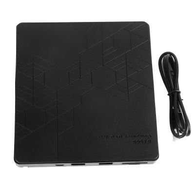 Aurovibe External CD DVD Drive USB Plug and Play, Portable Optical Disk Drive with Efficient Burning Function, Compatible with Windows, OS X, Supports CD DVD Burning and Memory Cards