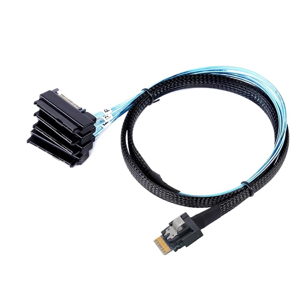 0.5M PCI-E Ultraport Slimline S*A*S 4.0 38pin SFF-8654 4i to 4X SFF-8482 with 15P SATA 2 in 1 Server Target Cable