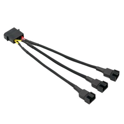 mangxiyis Splitter Fan Cable 4-pin Male to 3x4-pin PWM Fan Adapter Cable 5V, 7V, 12V - 15 cm