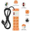JUNNUJ Heavy Duty Surge Protector 4800J, Garage Metal 8 Outlets 20 Amp 12 Gauge, High Amp 5-15P Adapter Shop 6-20R T-Slot Industrial Outlet, 10 FT Extension Cord Commercial for Appliance, Grey view 2