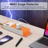 JUNNUJ Heavy Duty Surge Protector 4800J, Garage Metal 8 Outlets 20 Amp 12 Gauge, High Amp 5-15P Adapter Shop 6-20R T-Slot Industrial Outlet, 10 FT Extension Cord Commercial for Appliance, Grey view 4