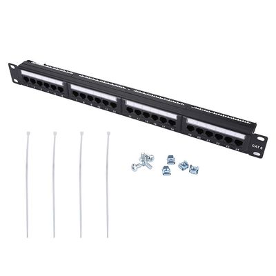 24 Port Data Patch Panel, High Speed CAT6 Network Cable Rack, Neat Cable Management, Cold Rolled Steel Construction, Easy to Use for Weak Current Wiring and Machine Room Builds