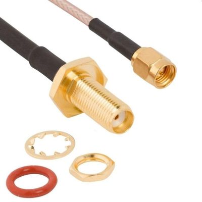 Amphenol, 095-902-569-048, RF Cable Assemblies SMA Straight Plug to SMA Str Bulkhead Jack IP67 RG-316 48 Inches