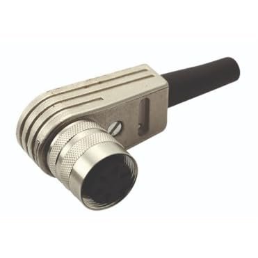 Amphenol, T3301005U, Circular Connector - Plug - Female Sockets - 4 Contacts - M16-10A - 250V - Threaded - Metal Body - Solder Cup Termination -Right Angle Cable Mount.