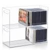 CroBlissful 2 Pcs Acrylic Cd Storage Box, Clear Acrylic Stackable Cd Holder Racks with Cutout Carrying Handles, Organizer Shelf for Media, Movie Cases, Dvds Organizer view 1