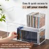 CroBlissful 2 Pcs Acrylic Cd Storage Box, Clear Acrylic Stackable Cd Holder Racks with Cutout Carrying Handles, Organizer Shelf for Media, Movie Cases, Dvds Organizer view 4