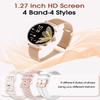 1.27'' Smart Watches for Women (Answer/Make Calls), Activity Fitness Tracker with 130+ Sport Modes, 24/7 Heart Rate, Sleep Monitor, 4 Watch Bands,Waterproof Smartwatch for Android & iPhone, Rose Gold view 2