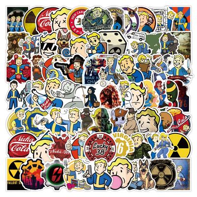 100PCS Fallout Merchandise Stickers, Cute Cartoon Game Fallout Merch Vinyl Waterproof Decal for Laptop Bumper Skateboard Water Bottles Computer Phone Stickers for Adult Teens Party Favors