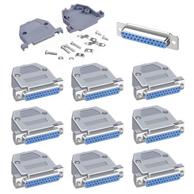 Willwewon 10Pcs DB25 Female Solder Connector, 25 Pin RS232 Serial Terminals Adapter with Case Assortemnt Kit
