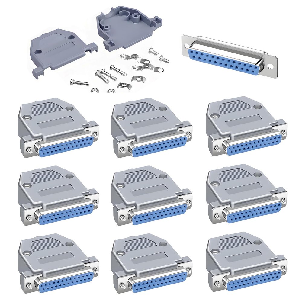 Willwewon 10Pcs DB25 Female Solder Connector, 25 Pin RS232 Serial Terminals Adapter with Case Assortemnt Kit