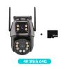 LNBBEQ 6K HD Three Screen WiFi Security Camera 4K 8MP Outdoor PTZ IP Camera Ai Human Detect Video Surveillance(AU Plug,4K with 64G) view 2