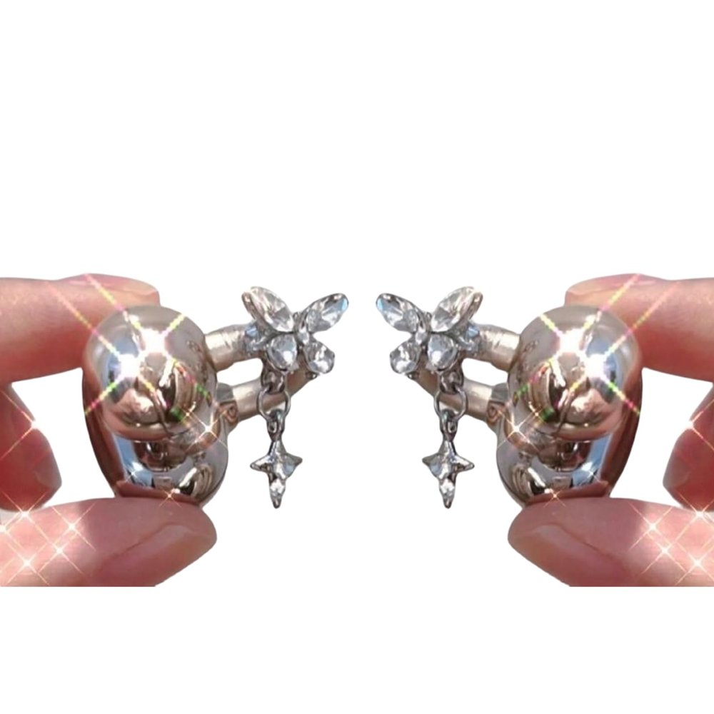 SPONGL Butterfly Clip,Imitation Rhinestones Butterfly Ear Clip for Open Ear Headphone Detachable Jewelry Accessories