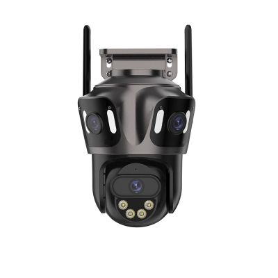 LNBBEQ 6K HD Three Screen WiFi Security Camera 4K 8MP Outdoor PTZ IP Camera Ai Human Detect Video Surveillance(EU Plug,6K with 128G)