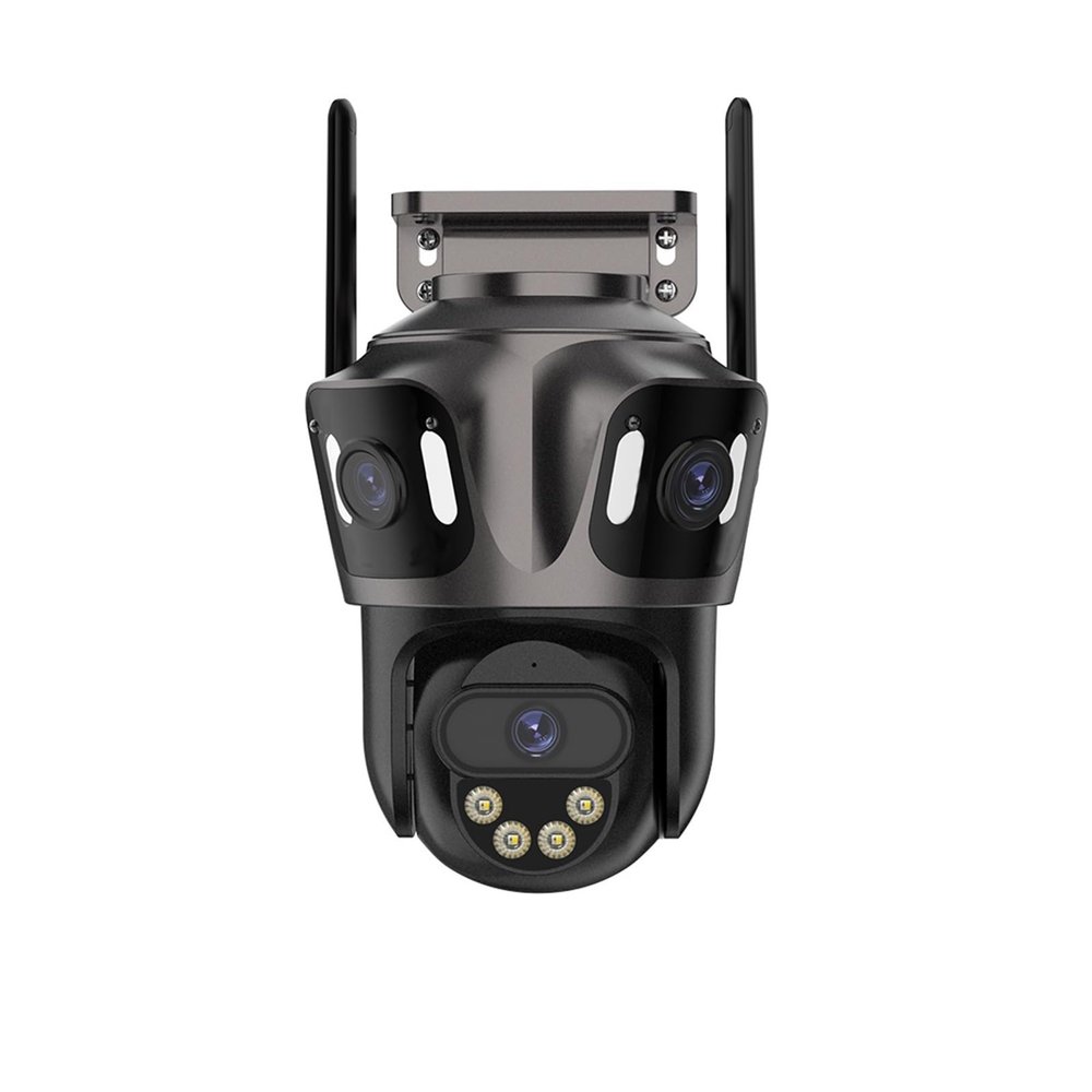 LNBBEQ 6K HD Three Screen WiFi Security Camera 4K 8MP Outdoor PTZ IP Camera Ai Human Detect Video Surveillance(EU Plug,6K with 128G)